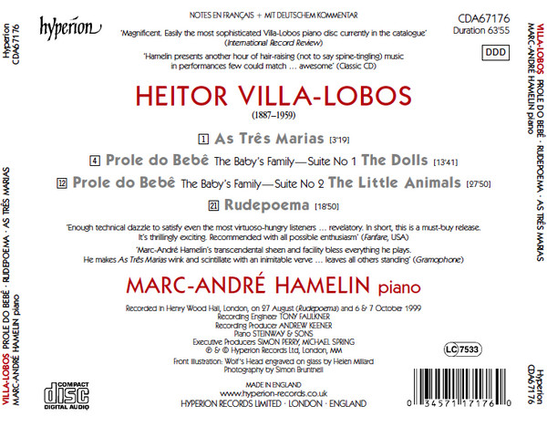 Heitor Villa-Lobos - Marc-André Hamelin - Piano Music (CD, Album) (Near Mint (NM or M-)) - Image 2