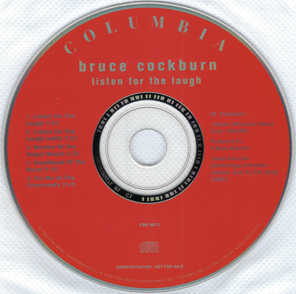 Bruce Cockburn - Listen For The Laugh (CD, EP, Promo, Smplr) (Near Mint (NM or M-)) - Image 3