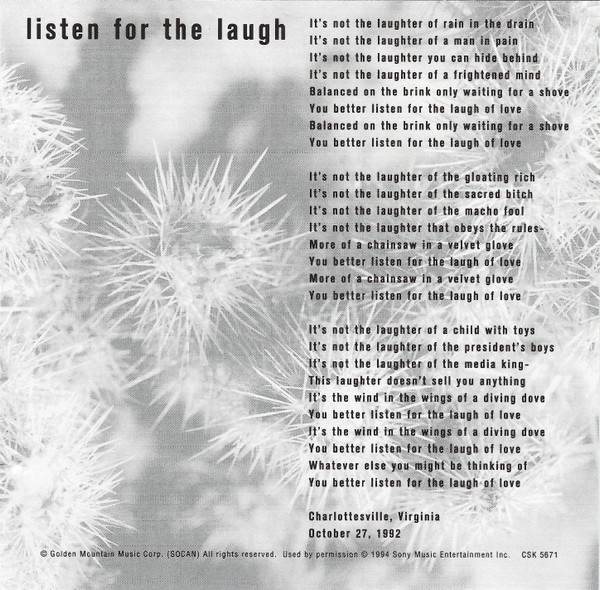Bruce Cockburn - Listen For The Laugh (CD, EP, Promo, Smplr) (Near Mint (NM or M-)) - Image 4