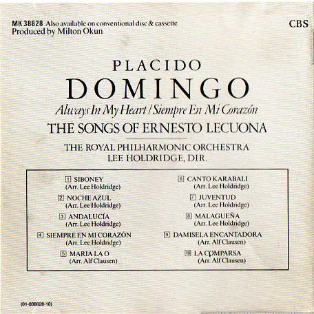 Placido Domingo - Always In My Heart = Siempre En Mi Corazón - The Songs Of Ernesto Lecuona (CD) (Near Mint (NM or M-)) - Image 5