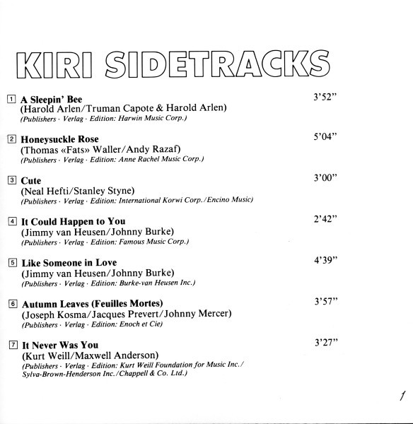 Kiri Te Kanawa, André Previn, Ray Brown, Mundell Lowe - Kiri Sidetracks (The Jazz Album) (CD, Album) (Near Mint (NM or M-)) - Image 2