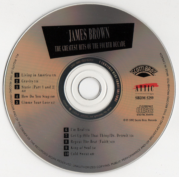 James Brown - The Greatest Hits Of The Fourth Decade (CD, Comp) (Near Mint (NM or M-)) - Image 3