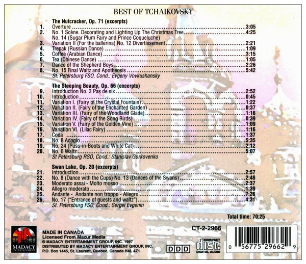 Pyotr Ilyich Tchaikovsky - Classical Treasures: Best of Tchaikovsky (The Nutcracker: Op. 71, Swan Lake Op. 20, The Sleeping Beauty Op. 66) (CD, Comp) (Near Mint (NM or M-)) - Image 2