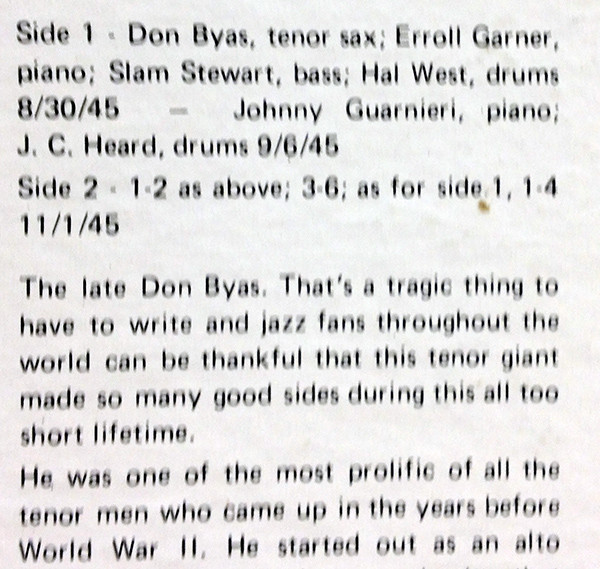 Don Byas - 1945 (LP, Comp, Cha) (Near Mint (NM or M-)) - Image 5