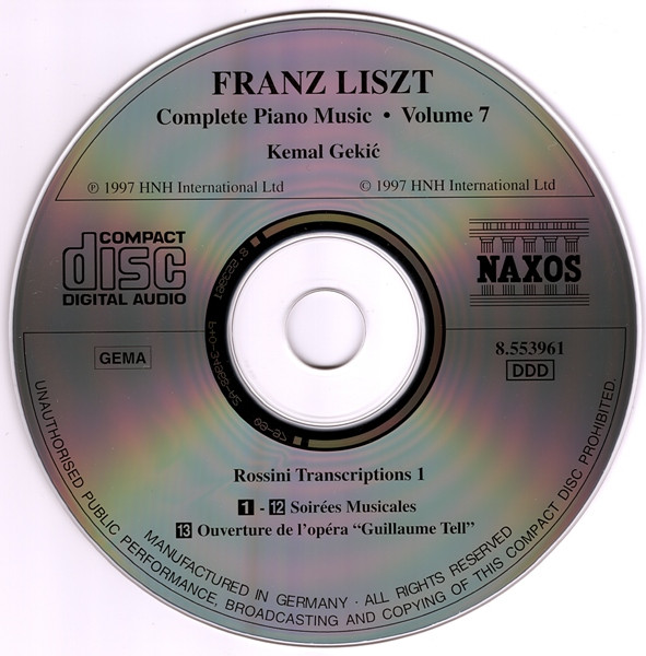 Franz Liszt, Kemal Gekić - Rossini Transcriptions: Soirées Musicales • Guillaume Tell Overture (CD, Album) (Near Mint (NM or M-)) - Image 3