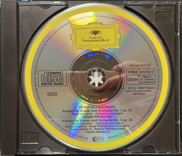 Pyotr Ilyich Tchaikovsky, Sergei Prokofiev, Martha Argerich - Piano Concerto No. 1 / Piano Concerto No. 3 (CD, Comp) (Near Mint (NM or M-)) - Image 3