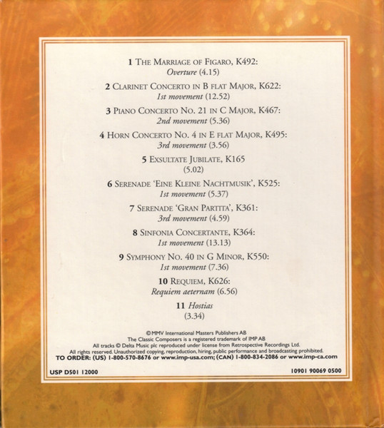 Wolfgang Amadeus Mozart - Musical Masterpieces (CD, Comp, Har) (Near Mint (NM or M-)) - Image 2