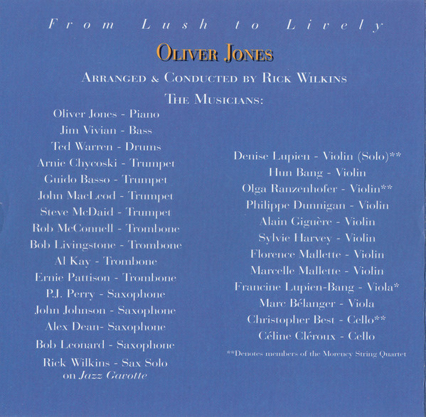 Oliver Jones (5) Arranged & Conducted By Rick Wilkins - From Lush To Lively (CD, Album) (Near Mint (NM or M-)) - Image 4