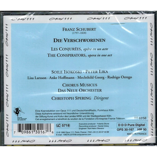 Franz Schubert - Soile Isokoski • Lisa Larsson • Anke Hoffmann • Mechthild Georg • Rodrigo Orrego • Peter Lika • Chorus Musicus Köln • Das Neue Orchester • Christoph Spering - Die Verschworenen (CD, Album) (Mint (M)) - Image 2