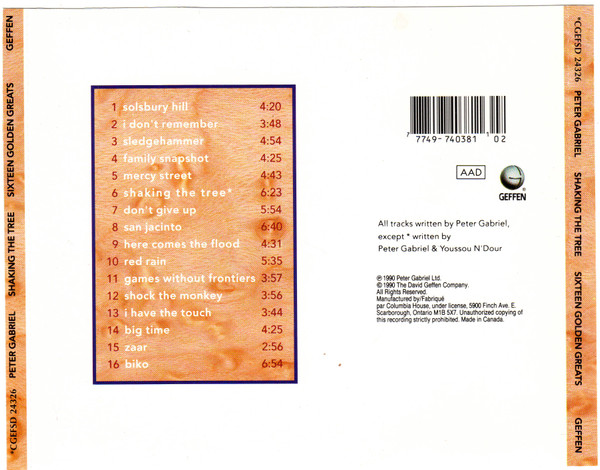 Peter Gabriel - Shaking The Tree: Sixteen Golden Greats (CD, Comp, Club) (Near Mint (NM or M-)) - Image 3