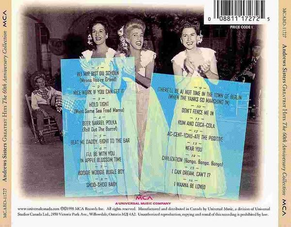 The Andrews Sisters - Greatest Hits The 60th Anniversary Collection (CD, Comp) (Near Mint (NM or M-)) - Image 2