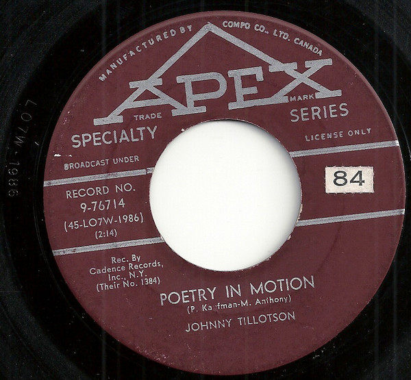 Johnny Tillotson - Poetry In Motion (7", Single) (Near Mint (NM or M-))