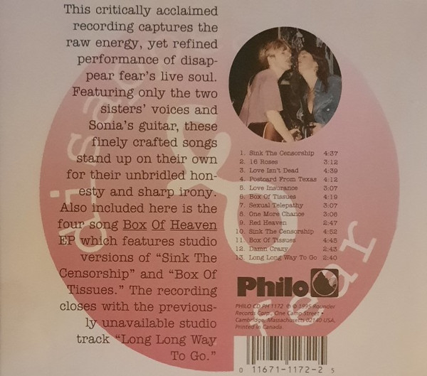 Disappear Fear - Live At The Bottom Line (CD, Album, RE) (Near Mint (NM or M-)) - Image 2