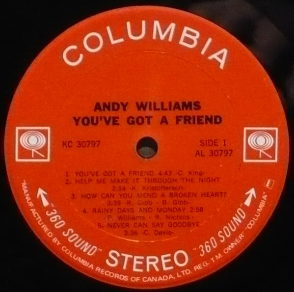 Andy Williams - You've Got A Friend (LP, Album) (Mint (M)) - Image 2