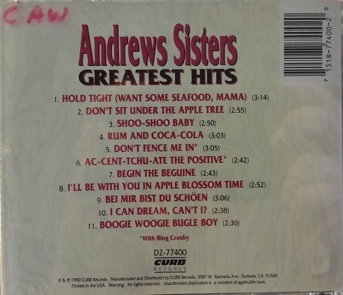 The Andrews Sisters - Greatest Hits (CD, Comp, RE) (Near Mint (NM or M-)) - Image 2