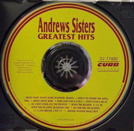 The Andrews Sisters - Greatest Hits (CD, Comp, RE) (Near Mint (NM or M-)) - Image 3