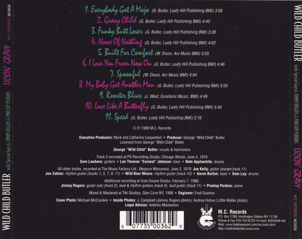 Wild Child Butler With Special Guests Jimmy Rogers & Pinetop Perkins - Lickin' Gravy (CD, Album) (Near Mint (NM or M-)) - Image 4