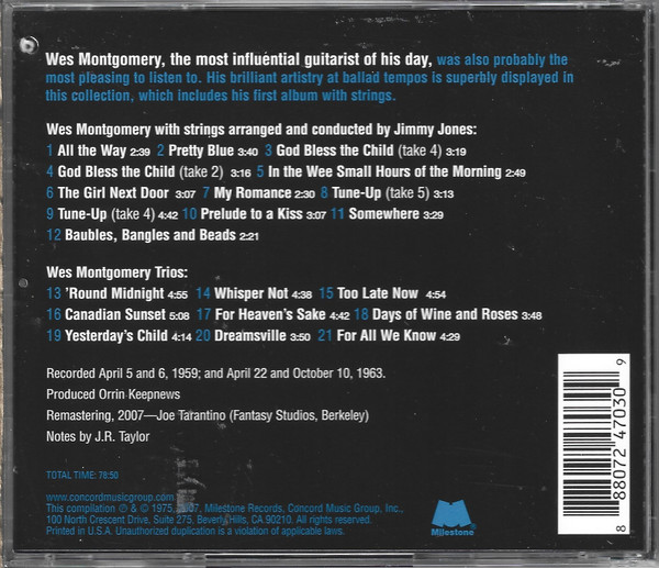 Wes Montgomery - Pretty Blue (CD, Album, Comp) (Near Mint (NM or M-)) - Image 2