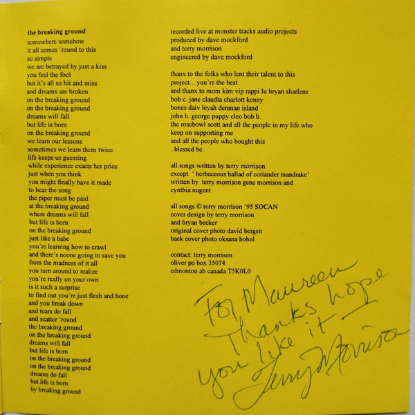 Terry Morrison - The Breaking Ground (CD, Album) (Near Mint (NM or M-)) - Image 3