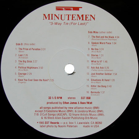 Minutemen - 3-Way Tie (For Last) (LP, Album) (Very Good Plus (VG+)) - Image 3