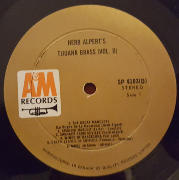 Herb Alpert & The Tijuana Brass - Volume 2 (LP, Album) (Near Mint (NM or M-)) - Image 3