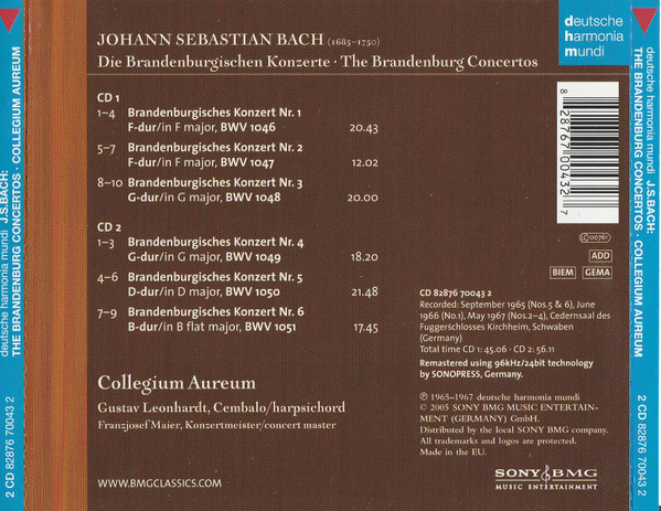 Johann Sebastian Bach, Collegium Aureum - The Brandenburg Concertos (2xCD, Album, RM) (Mint (M)) - Image 2
