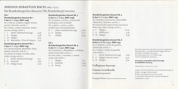 Johann Sebastian Bach, Collegium Aureum - The Brandenburg Concertos (2xCD, Album, RM) (Mint (M)) - Image 3