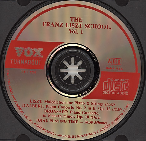 Franz Liszt, Eugen D'Albert, Hans Bronsart Von Schellendorf, Michael Ponti, Südwestdeutsches Kammerorchester, Orchestra Of Radio Luxembourg, Westfälisches Sinfonieorchester, Paul Angerer, Pierre Cao, Richard Kapp - The Franz Liszt School Volume I (CD, Album, RE) (Near Mint (NM or M-)) - Image 3