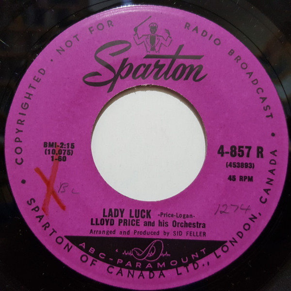 Lloyd Price And His Orchestra - Lady Luck (7", Single) (Very Good (VG))