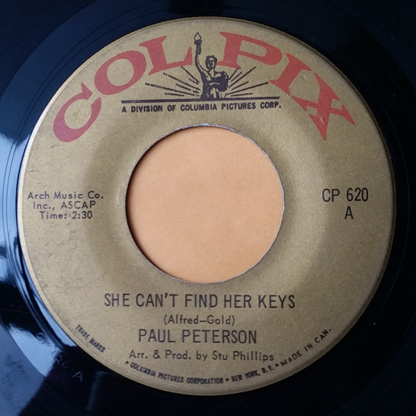 Paul Petersen - She Can't Find Her Keys / Very Unlikely (7", Single) (Near Mint (NM or M-))