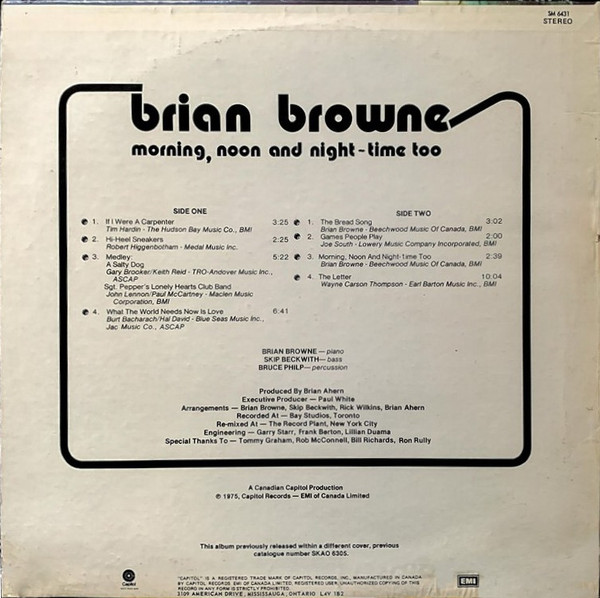 Brian Browne - Morning, Noon And Night-time Too (LP, Album, RE) (Very Good Plus (VG+)) - Image 2