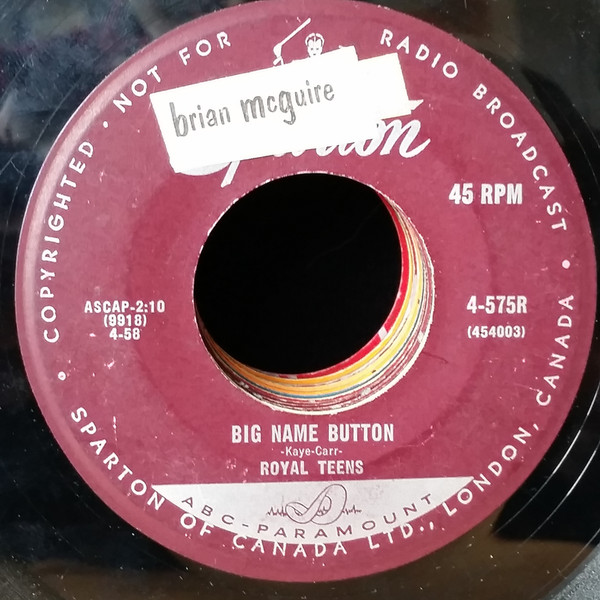 Royal Teens* - Sham Rock / Big Name Button (7", Single) (Very Good (VG)) - Image 2