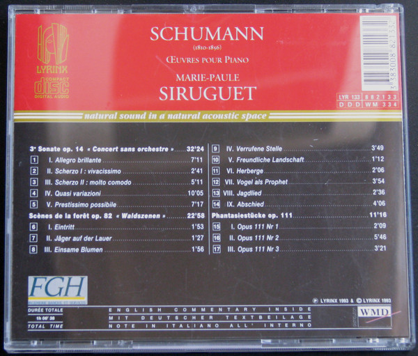 Robert Schumann - Marie-Paule Siruguet - Concert Sans Orchestre, Po. 14 / Waldszenen, Op. 82 / 3 Phantasiestücke (CD, Album) (Mint (M)) - Image 4