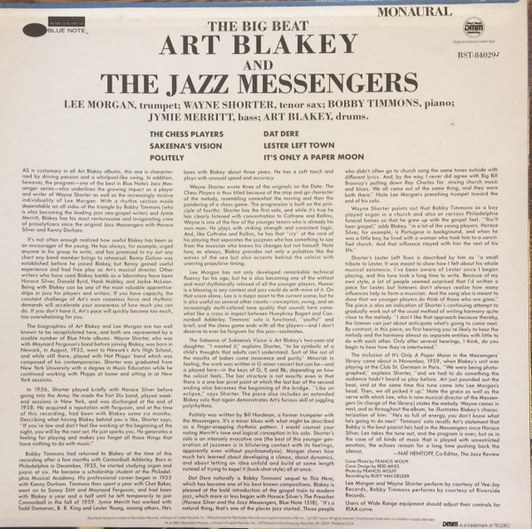 Art Blakey & The Jazz Messengers - The Big Beat (LP, Album, RE, RM, DMM) (Near Mint (NM or M-)) - Image 2