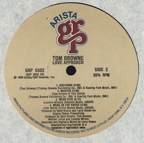 Tom Browne - Love Approach (LP, Album) (Very Good Plus (VG+)) - Image 4