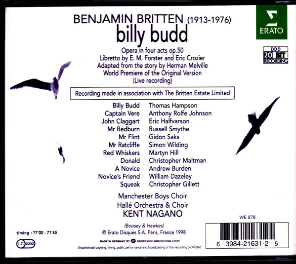 Benjamin Britten, Kent Nagano, Thomas Hampson, Anthony Rolfe Johnson, Eric Halfvarson, Hallé Orchestra - Billy Budd (2xCD, Album) (Near Mint (NM or M-)) - Image 2