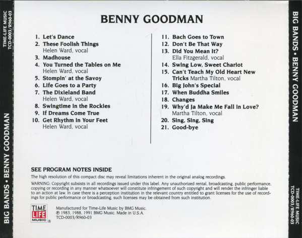 Benny Goodman - Benny Goodman (CD, Comp, RE, RP) (Near Mint (NM or M-)) - Image 3