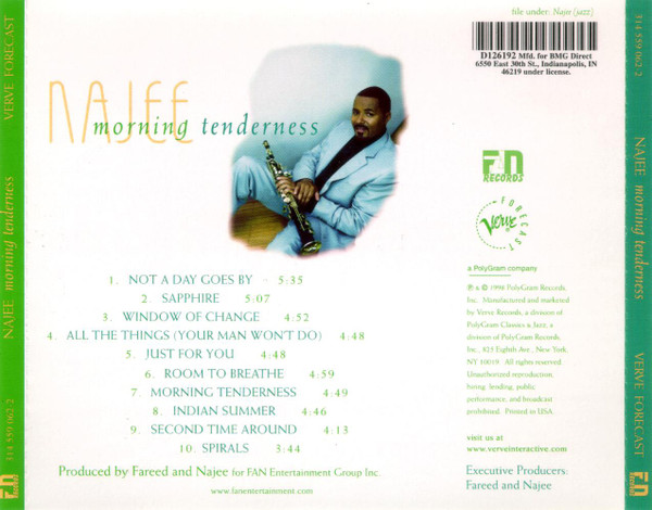 Najee - Morning Tenderness (CD, Album, Club) (Mint (M)) - Image 2