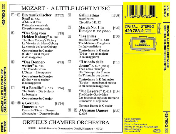 Wolfgang Amadeus Mozart - Orpheus Chamber Orchestra - A Little Light Music (CD, Album) (Near Mint (NM or M-)) - Image 3