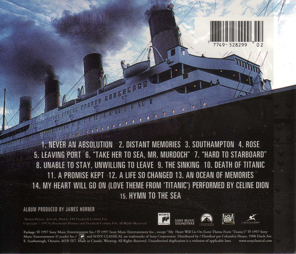 James Horner - Titanic (Music From The Motion Picture) (CD, Album, Club) (Near Mint (NM or M-)) - Image 2