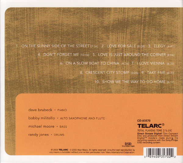 The Dave Brubeck Quartet - Park Avenue South (CD, Album, Dig) (Near Mint (NM or M-)) - Image 2