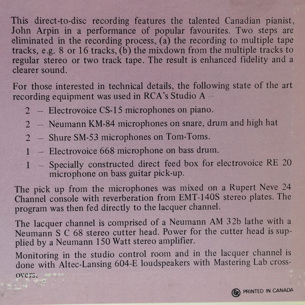 John Arpin - Direct-To-Disc (LP, Album) (Very Good Plus (VG+)) - Image 5