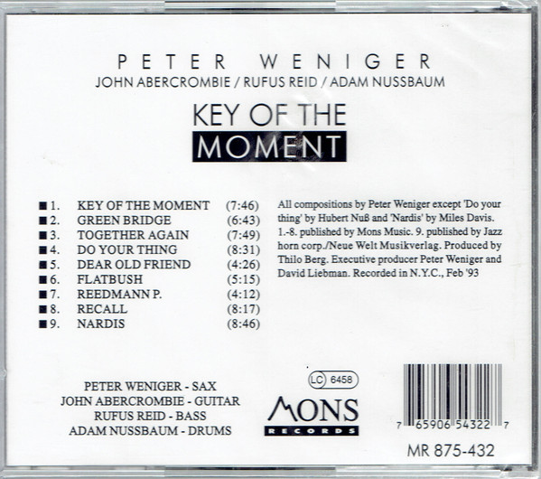 Peter Weniger - Key Of The Moment (CD, Album) (Near Mint (NM or M-)) - Image 2