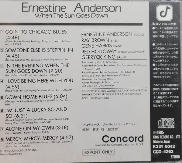 Ernestine Anderson - When The Sun Goes Down (CD, Album) (Near Mint (NM or M-)) - Image 2