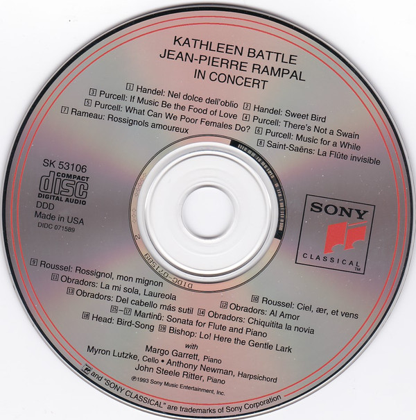 Kathleen Battle, Jean-Pierre Rampal - In Concert (CD, Album) (Near Mint (NM or M-)) - Image 3