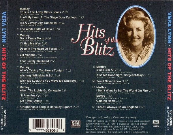Vera Lynn - Hits Of The Blitz (CD, Album, RE) (Near Mint (NM or M-)) - Image 2