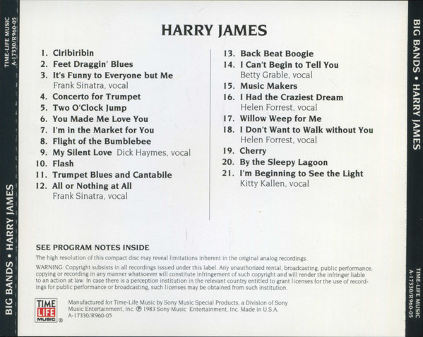 Harry James (2) - Big Bands: Harry James (CD, Comp) (Near Mint (NM or M-)) - Image 2