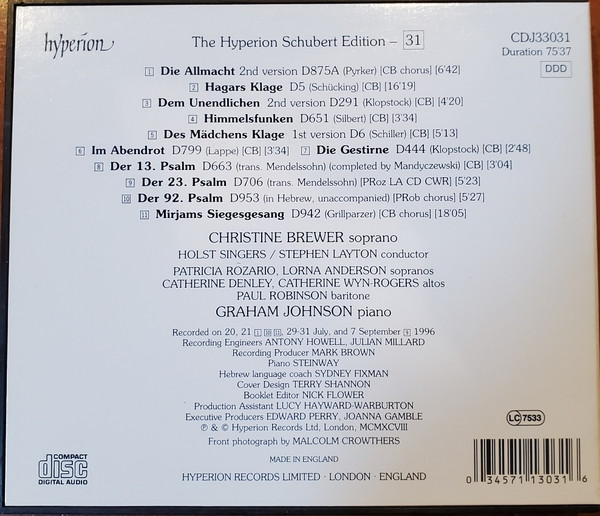 Franz Schubert - Christine Brewer, Graham Johnson (2) - Complete Songs = Sämtliche Lieder = Mélodies Intégrales (CD, Album) (Mint (M)) - Image 2
