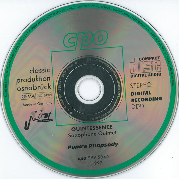 Quintessence Saxophone Quintet - Pupa's Rhapsody (CD, Album) (Mint (M)) - Image 4