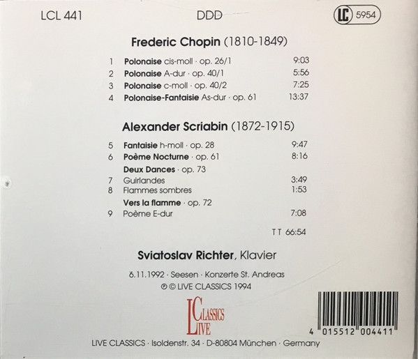 Sviatoslav Richter - Chopin / Scriabin (CD) (Mint (M)) - Image 2